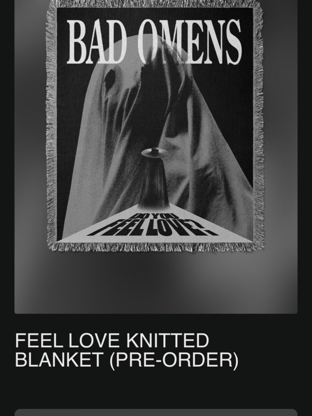 Bad Omens 'Feel Love' Knitted Throw Blanket - Black & White